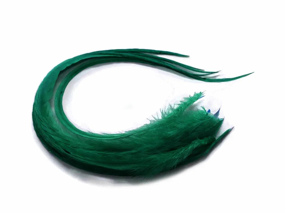 Long, curved emerald green dyed ostrich feather for crafts and fashion
