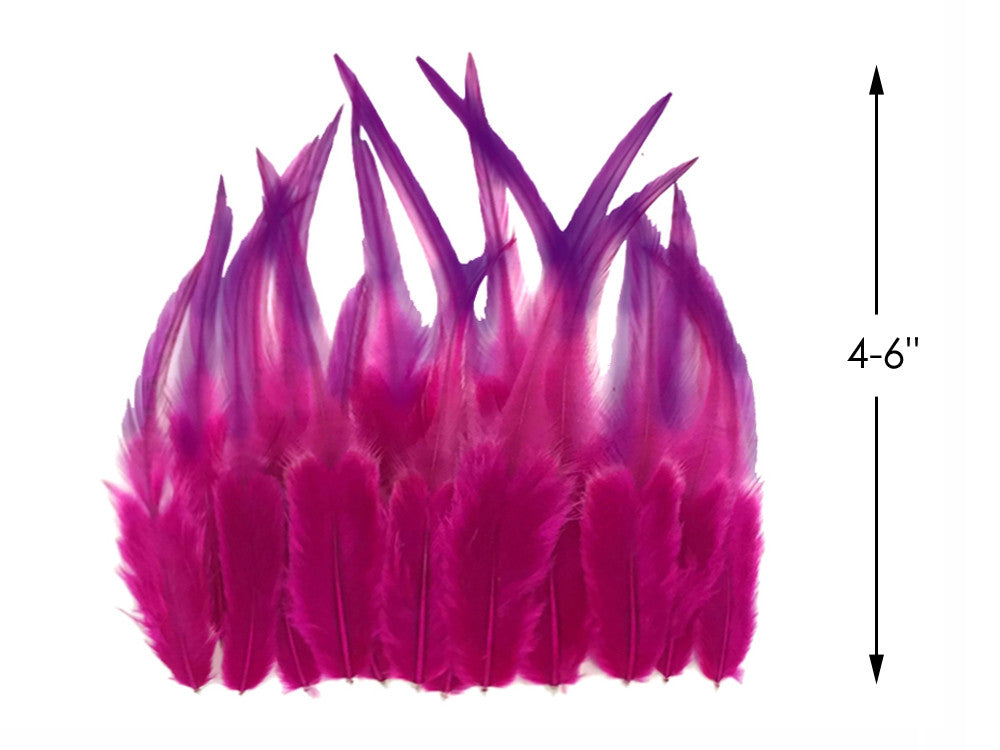 1 Dozen - Raspberry Blendz Short Whiting Farm Rooster Saddle Hair Extension Feathers