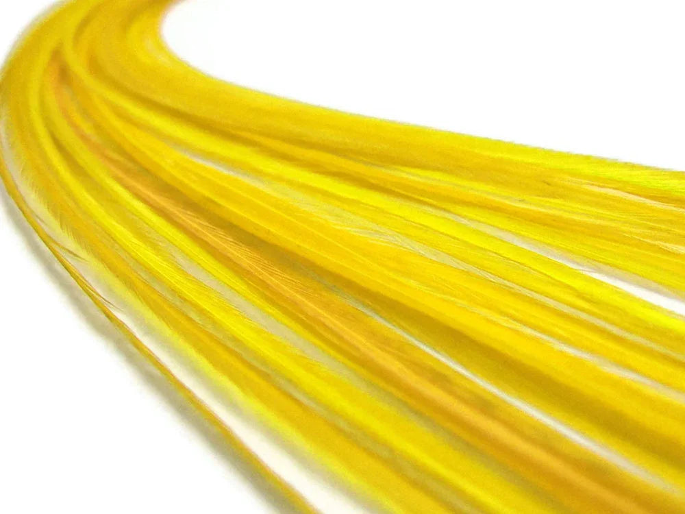 Vibrant yellow craft feathers for DIY fashion and decor projects.