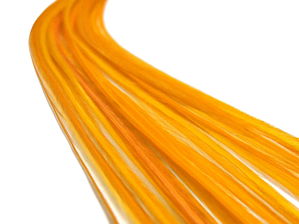 6 Pieces - XL Solid Tangerine Whiting Farm Rooster Hair Extension Feathers 11" and Up