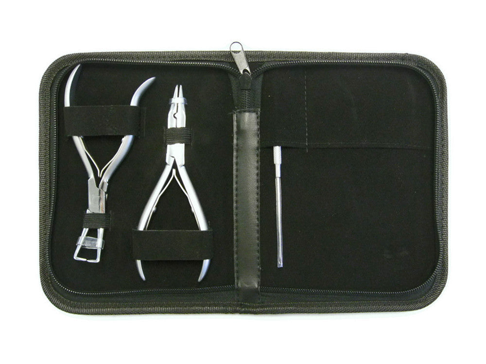Crimson Duo Pack - Hair Extension Whiting Farm Feather Stainless Tool Kit & Silicone Beads