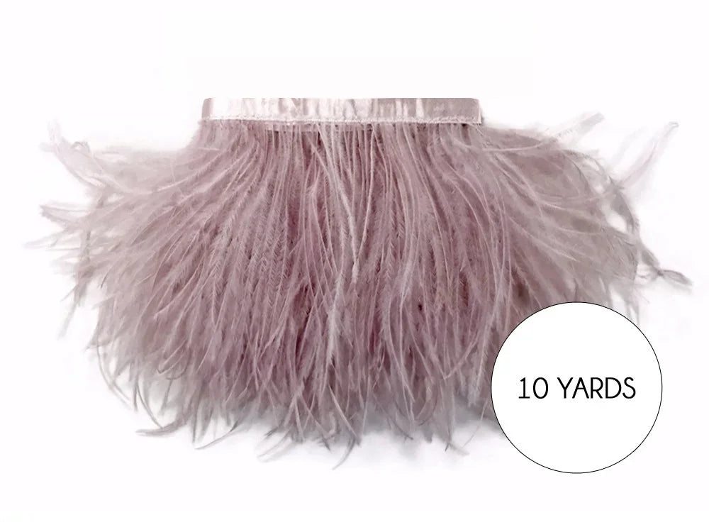 10 yards of soft pink ostrich feather trim for fashion and DIY crafts