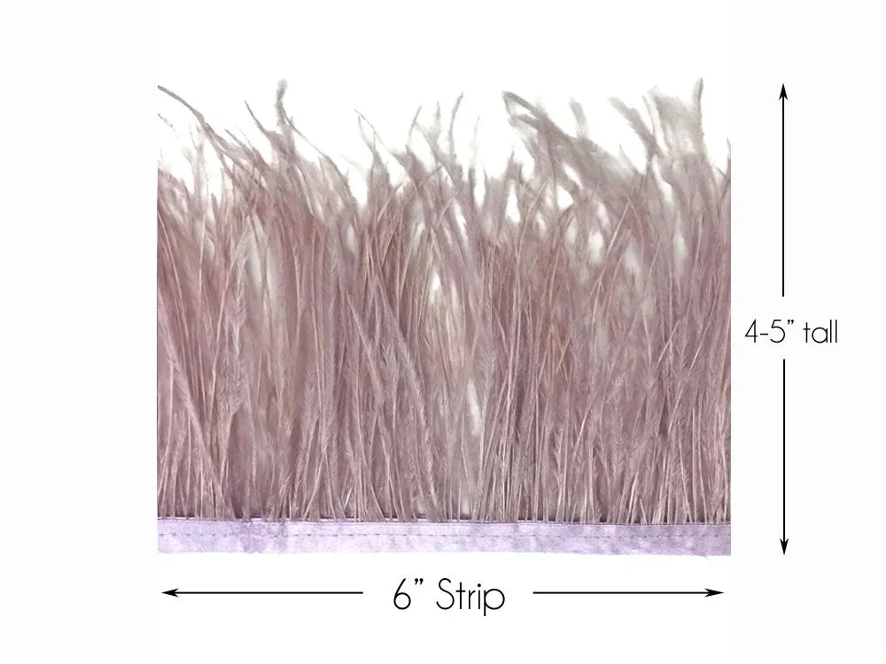 6-inch mauve feather trim strip, 4-5 inches tall for crafts and fashion DIY.