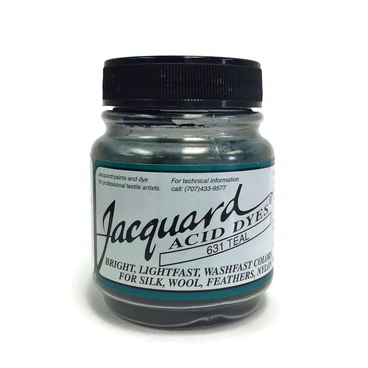 Jacquard Acid Dyes 631 Teal for silk, wool, and feathers.