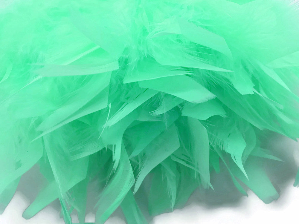 1 Yard - Aqua Blue Chandelle Turkey Fluffy Feather Trim
