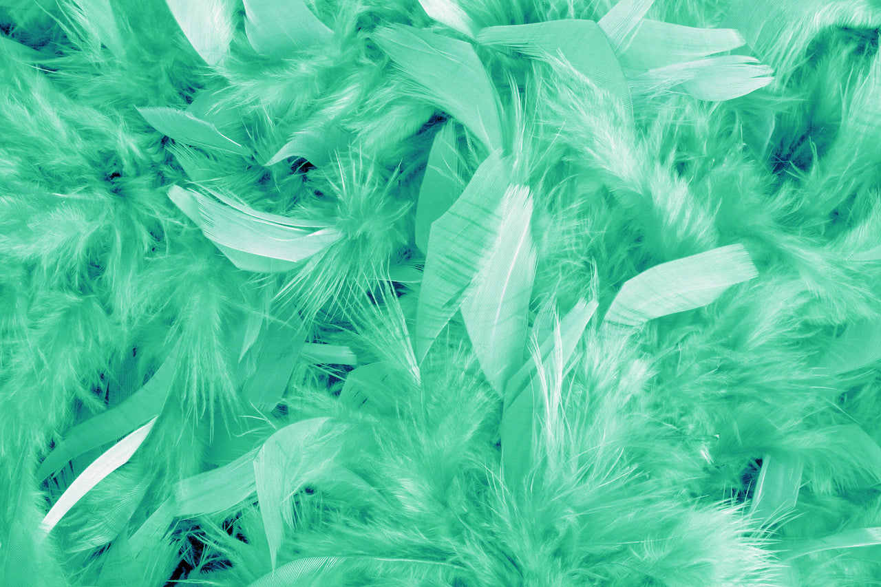 1 Yard - Aqua Blue Chandelle Turkey Fluffy Feather Trim