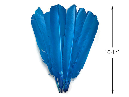 1/4 Lb - Turquoise Blue Turkey Pointers Primary Wing Quill Large Wholesale Feathers (Bulk)