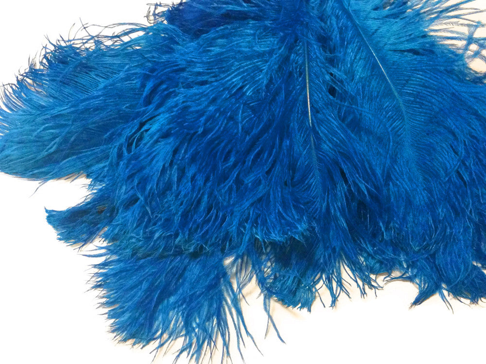 10 Pieces - 12-16" Turquoise Blue Dyed Ostrich Tail Fancy Feathers