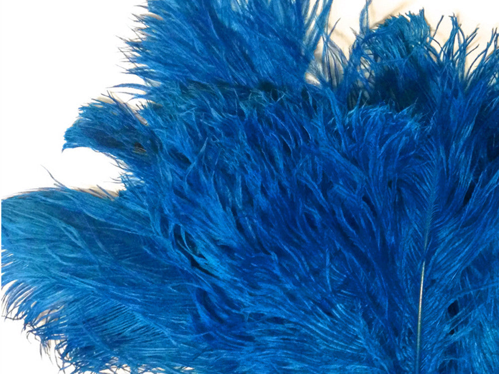 10 Pieces - 12-16" Turquoise Blue Dyed Ostrich Tail Fancy Feathers