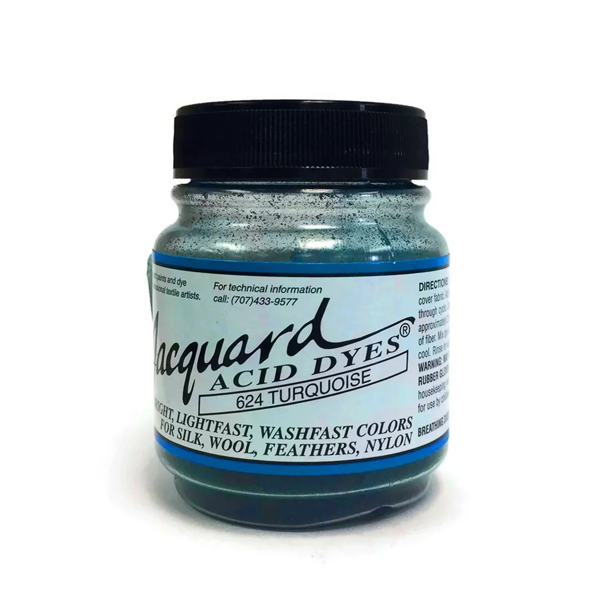 Jacquard Acid Dyes 624 Turquoise for silk, wool, feathers, and nylon.