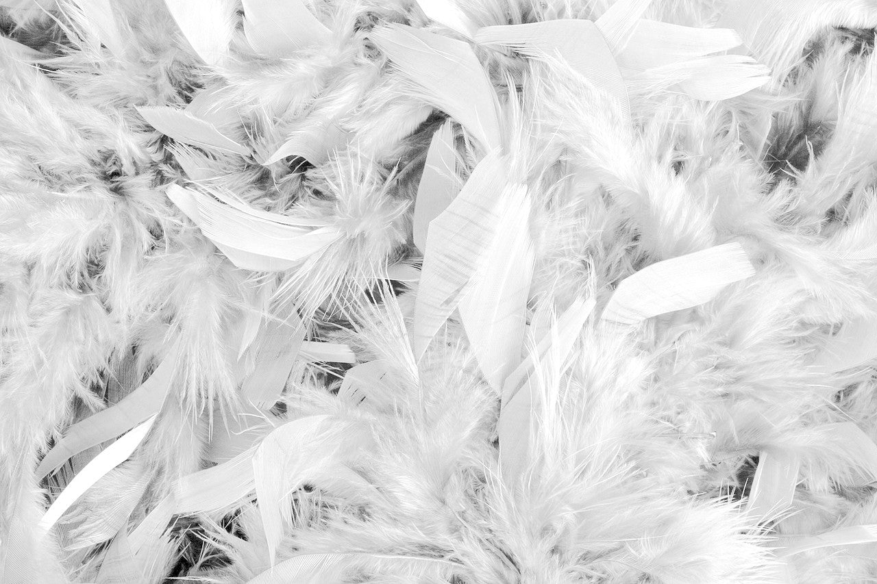 1 Yard - White Chandelle Turkey Fluffy Feather Trim