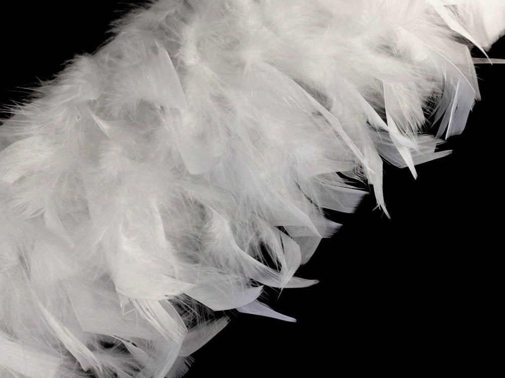 1 Yard - White Chandelle Turkey Fluffy Feather Trim