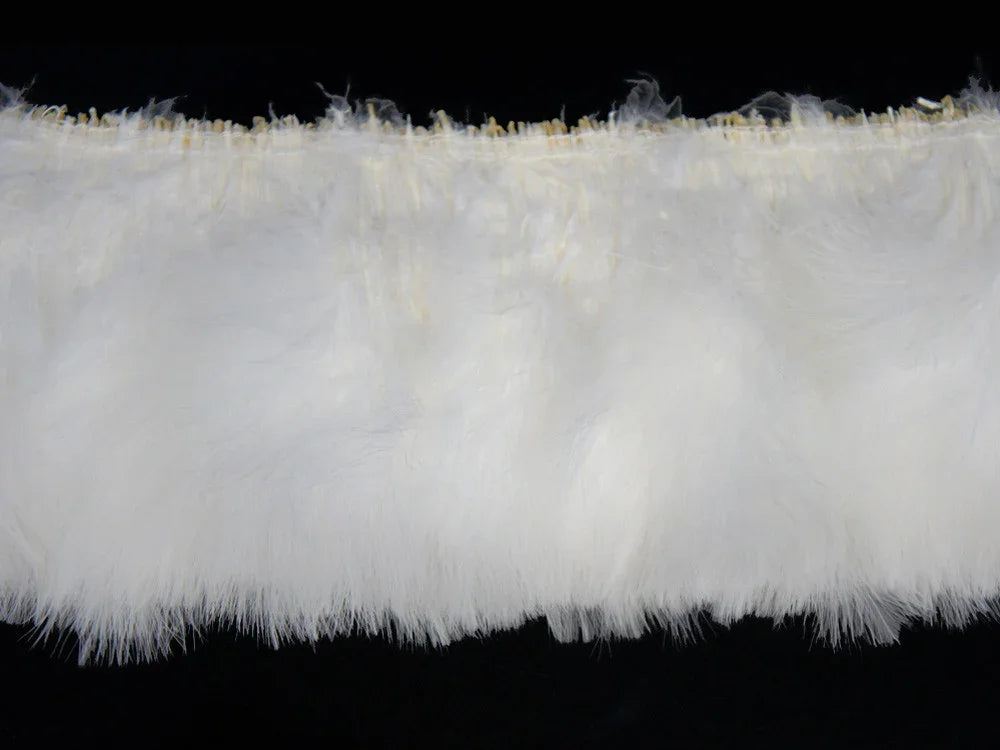 Soft white faux fur trim texture for fashion and DIY crafts.