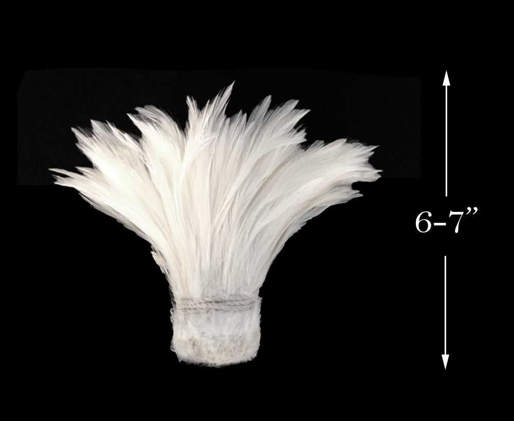 1 Yard - 6-7" Natural White Strung Rooster Neck Hackle Wholesale Feathers (Bulk)