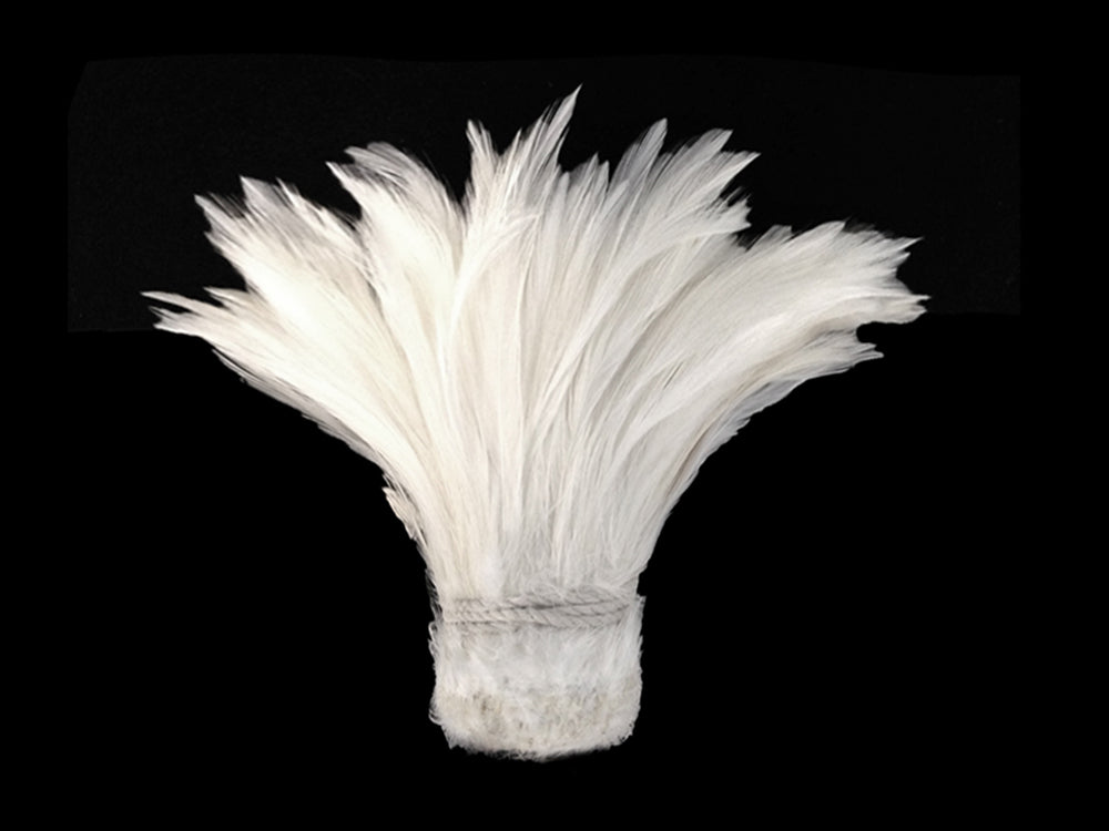 1 Yard - Natural White Strung Rooster Neck Hackle Wholesale Feathers (Bulk)