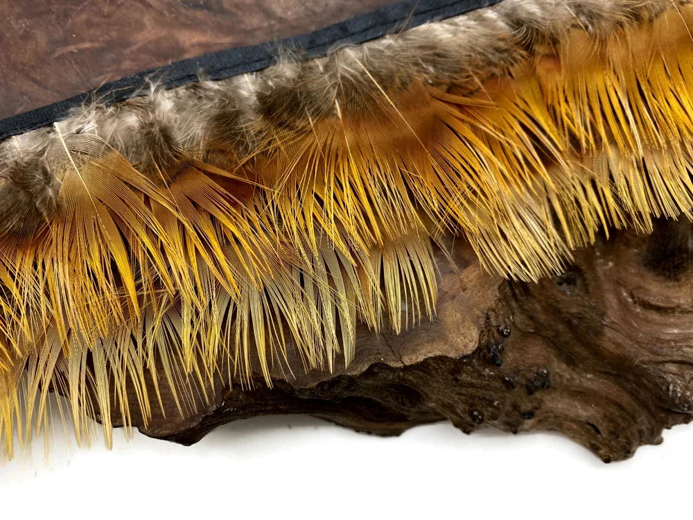 1 Yard - Natural Yellow Golden Pheasant Plumage Body Feather Trim