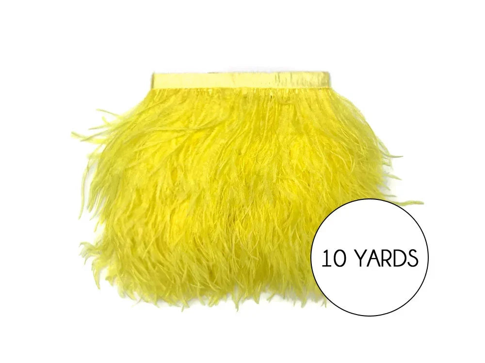 10 yards of vibrant yellow ostrich feather trim for crafts and fashion decor