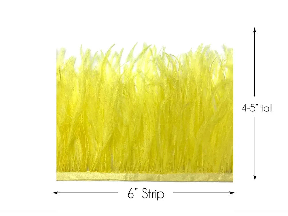 6-inch yellow feather trim strip, 4-5 inches tall for DIY crafts and fashion décor