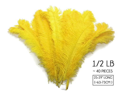 1/2 Lb. - 25-29" Yellow Large Ostrich Wing Plume Wholesale Feathers (Bulk)