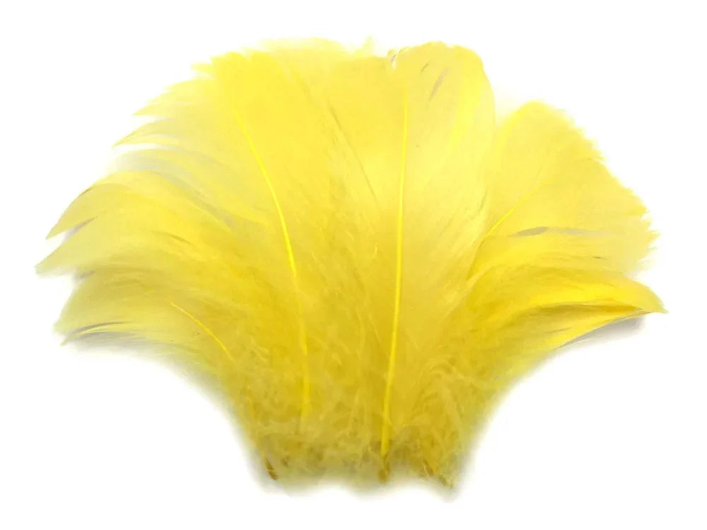 Vibrant yellow fluffy feathers for DIY crafts, fashion accessories, and creative décor.
