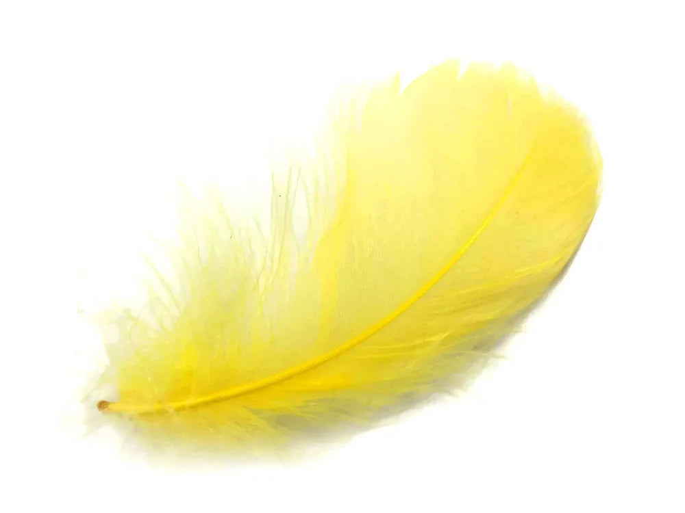 Vibrant yellow craft feather for DIY fashion and décor projects