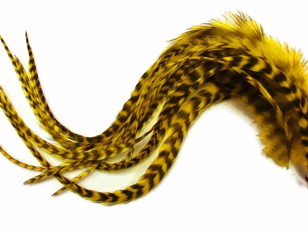 Natural golden patterned feathers for DIY crafts and fashion decor