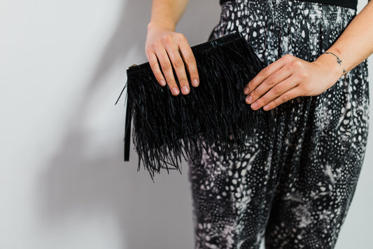 Black Feather Clutch