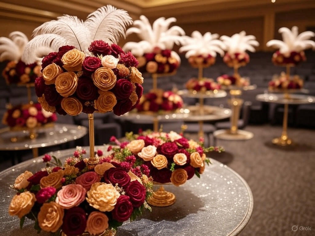 Ostrich feather centerpieces