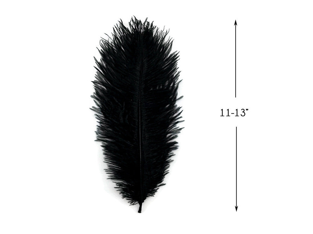 10 Pieces - 11-13" Black Bleached & Dyed Ostrich Drabs Body Feathers