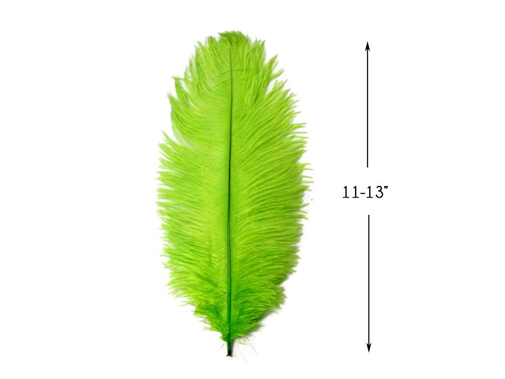 100 Pieces - 11-13" Lime Green Ostrich Drabs Wholesale Body Feathers (Bulk)