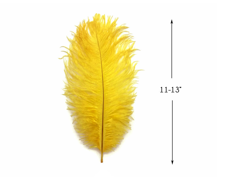 10 Pieces - 11-13" Yellow Bleached & Dyed Ostrich Drabs Body Feathers