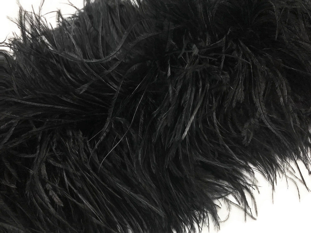 2 Yards - 10 Plys Black Ostrich Extra Large Heavyweight Feather Boa