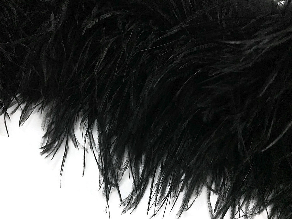 2 Yards - 10 Plys Black Ostrich Extra Large Heavyweight Feather Boa