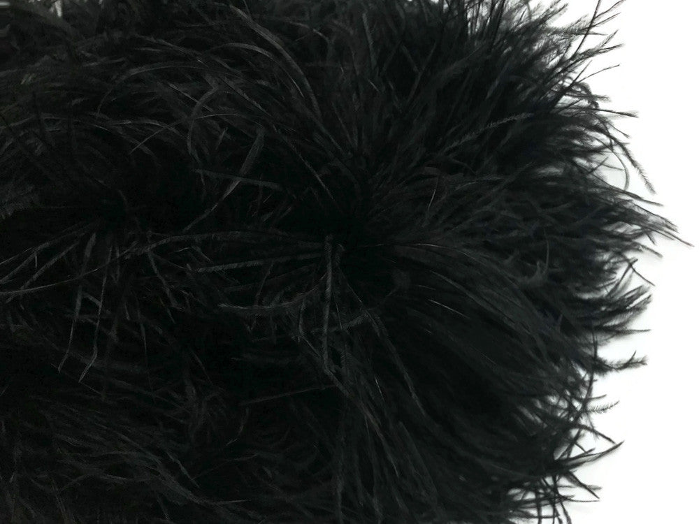 2 Yards - 10 Plys Black Ostrich Extra Large Heavyweight Feather Boa