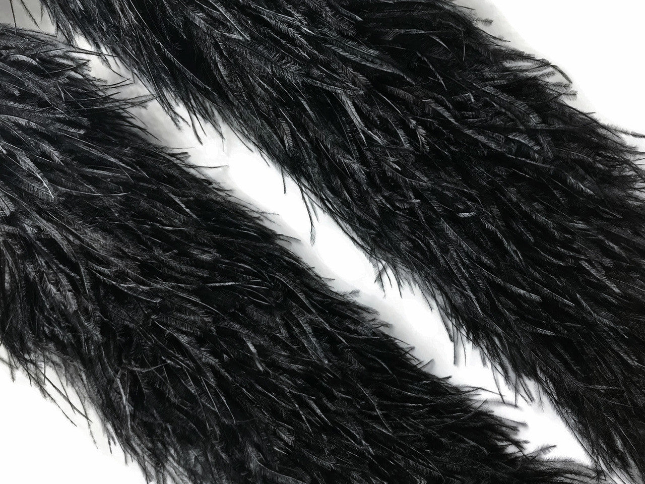 2 Yards - 10 Plys Black Ostrich Extra Large Heavyweight Feather Boa