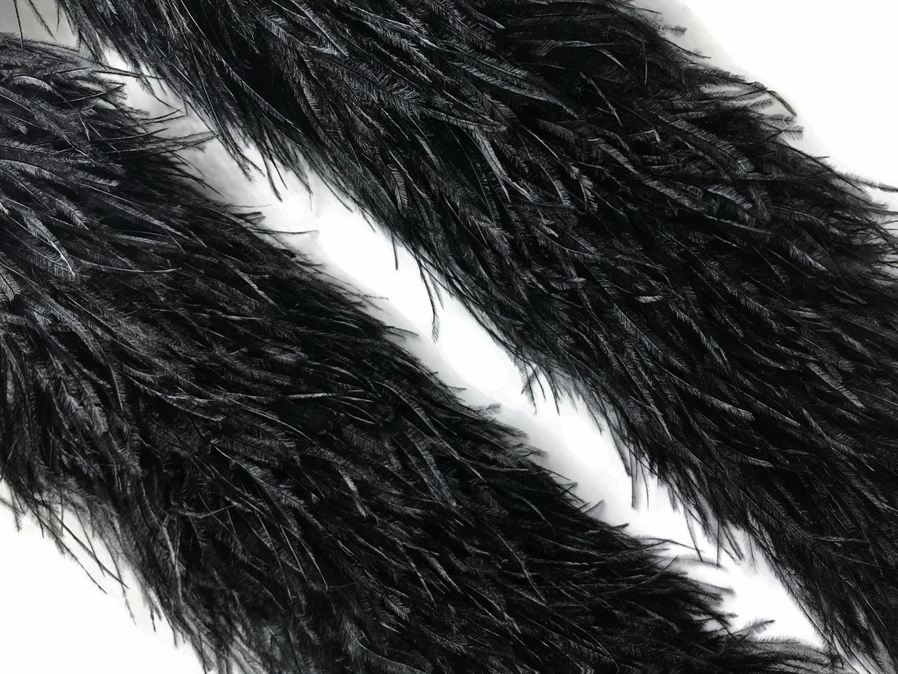 2 Yards - 12 Plys Black Ostrich Extra Large Heavyweight Feather Boa