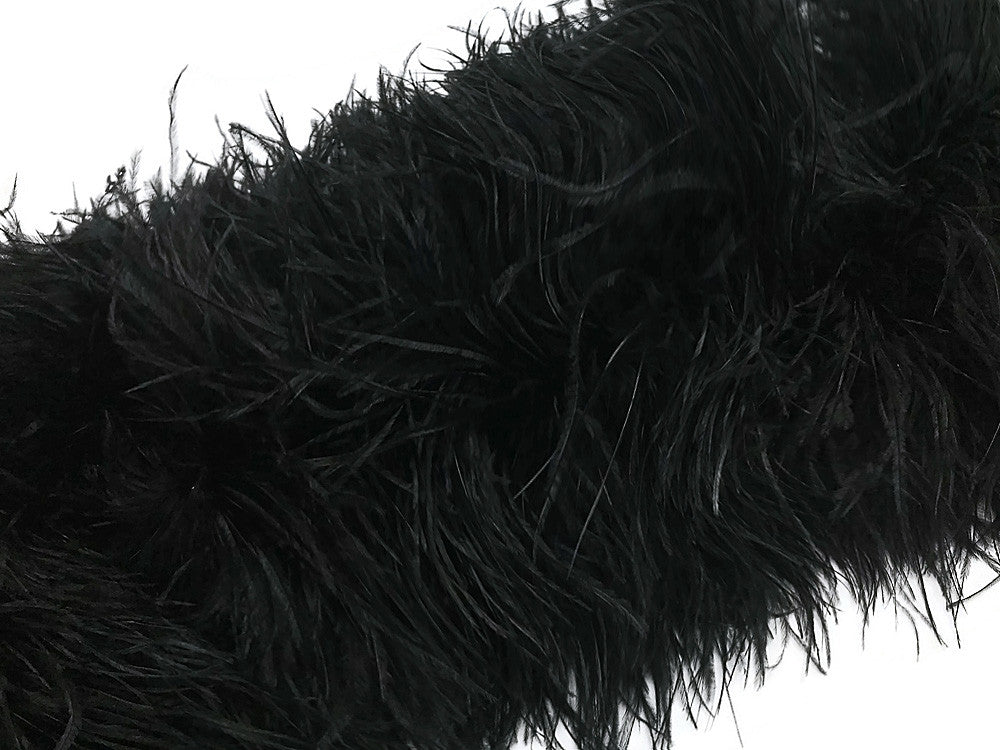 2 Yards - 10 Plys Black Ostrich Extra Large Heavyweight Feather Boa