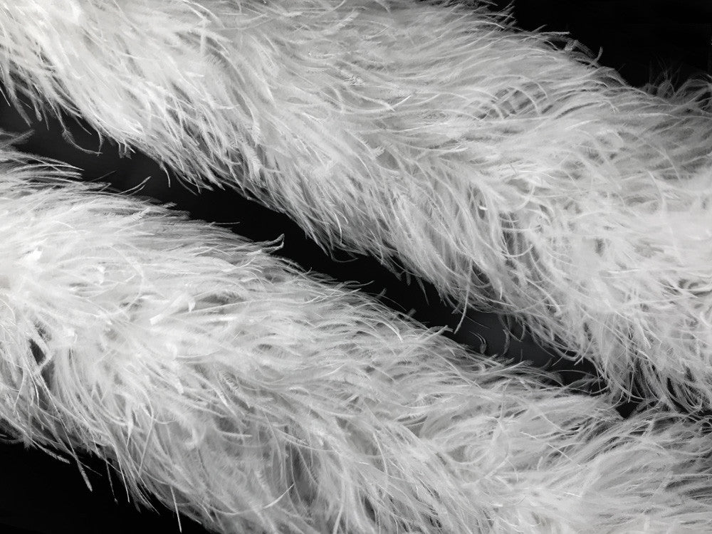 2 Yards - 10 Plys White Ostrich Extra Large Heavyweight Feather Boa