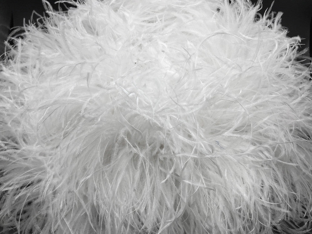 2 Yards - 10 Plys White Ostrich Extra Large Heavyweight Feather Boa