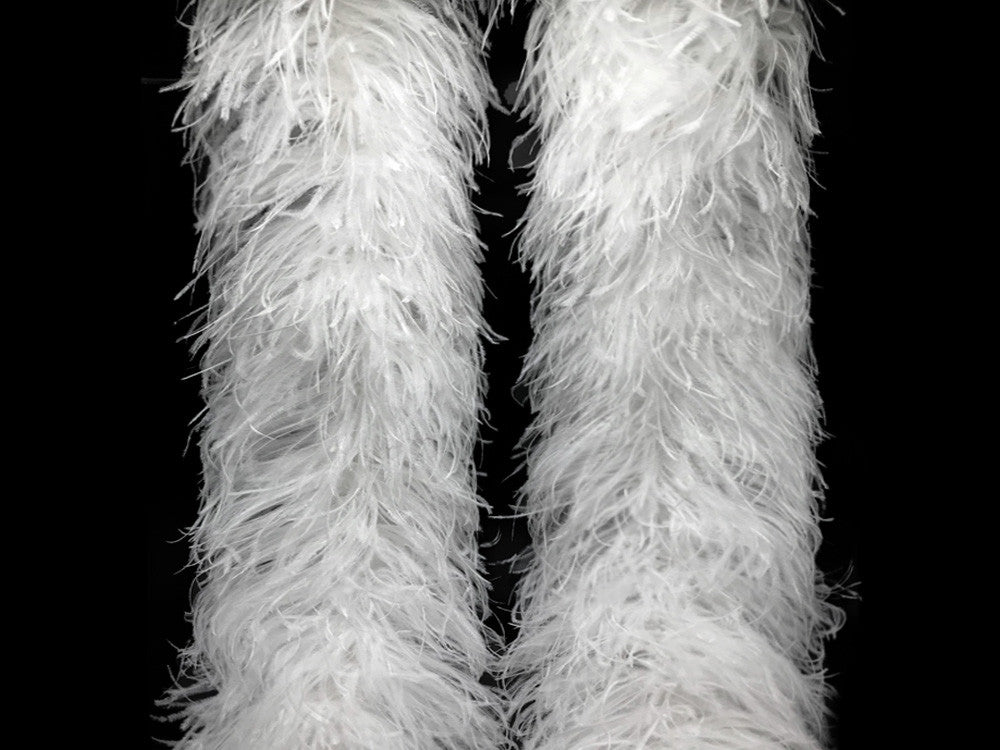 2 Yards - 10 Plys White Ostrich Extra Large Heavyweight Feather Boa