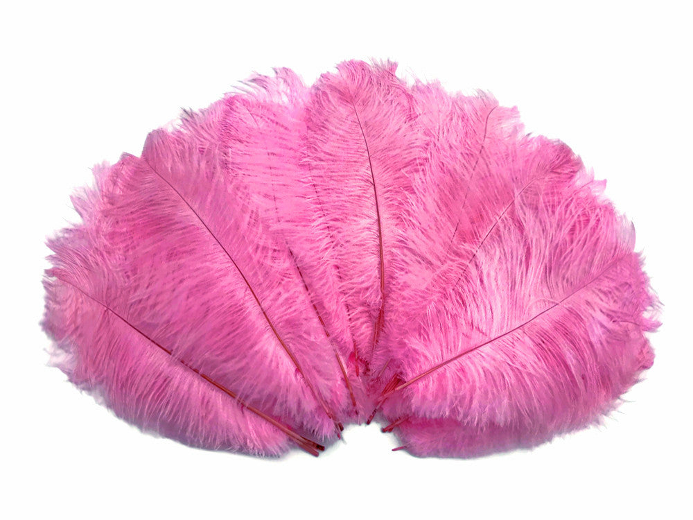 10 Pieces - 14-17" Pink Ostrich Dyed Drab Body Feathers