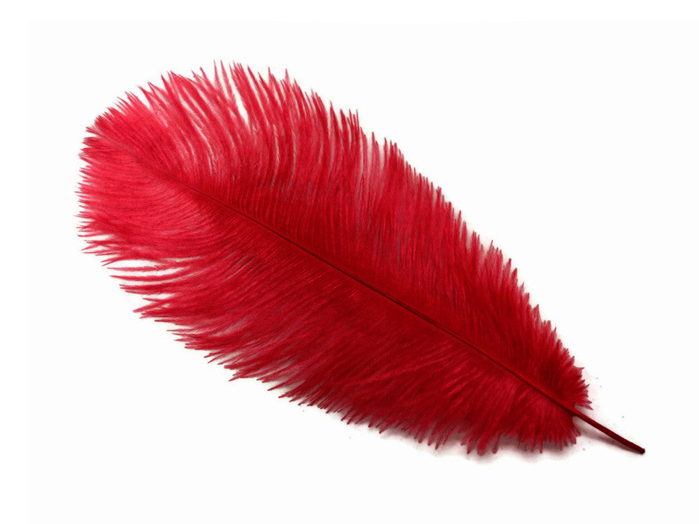 1/2 Lb. - 9-13" Red Dyed Ostrich Body Drab Wholesale Feathers (Bulk)