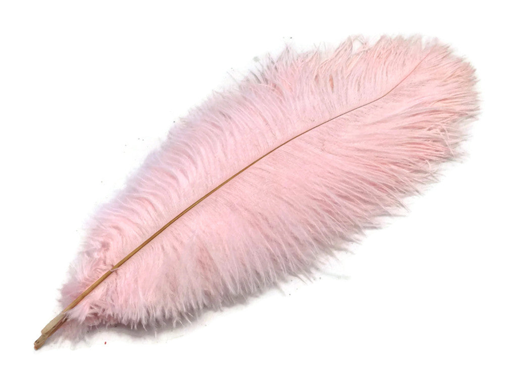 10 Pieces - 14-17" Baby Pink Ostrich Dyed Drab Body Feathers