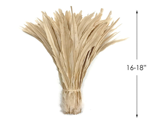 1/2 lbs. - 16-18" Ivory Strung Natural Bleached Rooster Coque Tail Wholesale Feathers (Bulk)