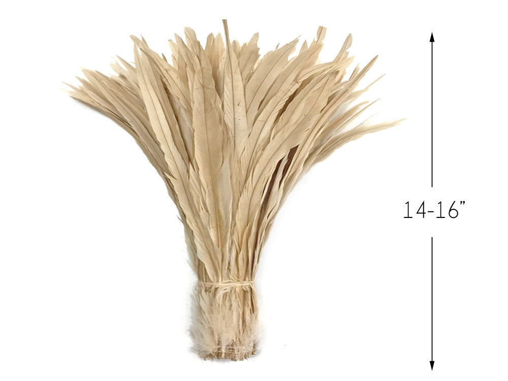 2.5 Inch Strip - 14-16" Ivory Strung Natural Bleach Coque Tails Feathers