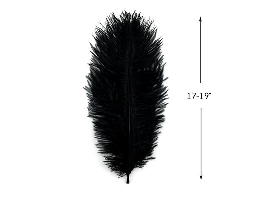 10 Pieces - 17-19" Black Large Bleached & Dyed Ostrich Drabs Body Feathers