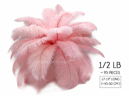 1/2 Lb - 17-19" Baby Pink Ostrich Large Drab Wholesale Feathers (Bulk)