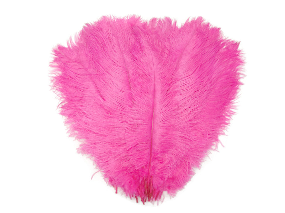 10 Pieces - 14-17" Pink Ostrich Dyed Drab Body Feathers