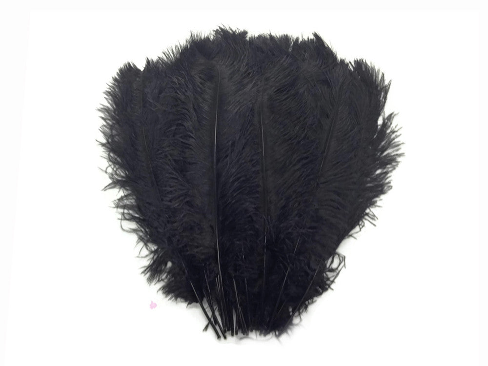 1/2 lb. - 14-17" Black Ostrich Large Body Drab Wholesale Feathers (Bulk)