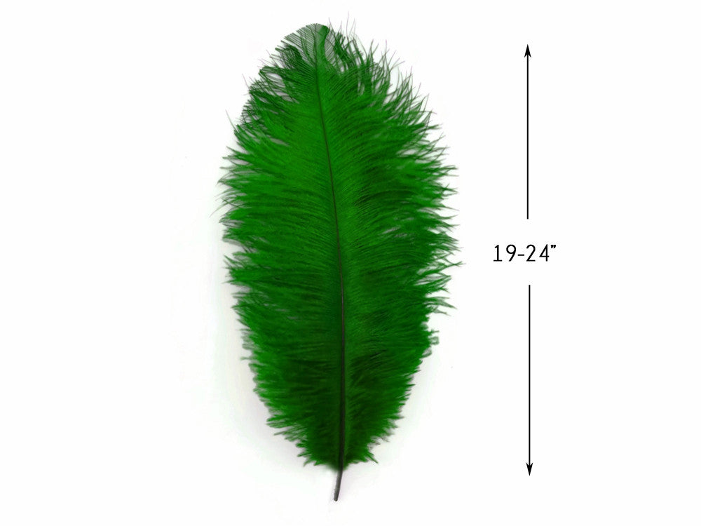 10 Pieces - 19-24" Kelly Green Ostrich Dyed Drabs Body Feathers